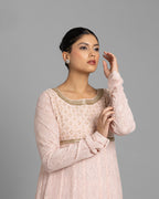 BLUSH PINK LUCKNOWI ANARKALI SET