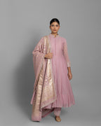 ROSE PINK EMBROIDERED MUL ANARKALI SET