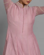 ROSE PINK EMBROIDERED MUL ANARKALI SET