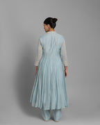 MIST BLUE EMBROIDERED MUL ANARKALI SET
