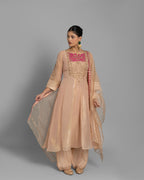 CORAL PINK MARODI WORK ANARKALI SUIT SET