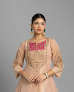 CORAL PINK MARODI WORK ANARKALI SUIT SET