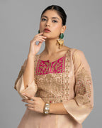 CORAL PINK MARODI WORK ANARKALI SUIT SET