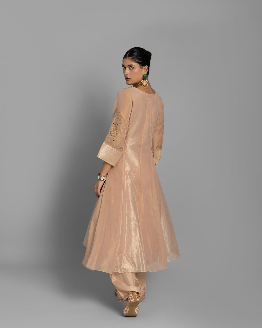 CORAL PINK MARODI WORK ANARKALI SUIT SET