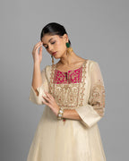 IVORY MARODI WORK ANARKALI SUIT SET