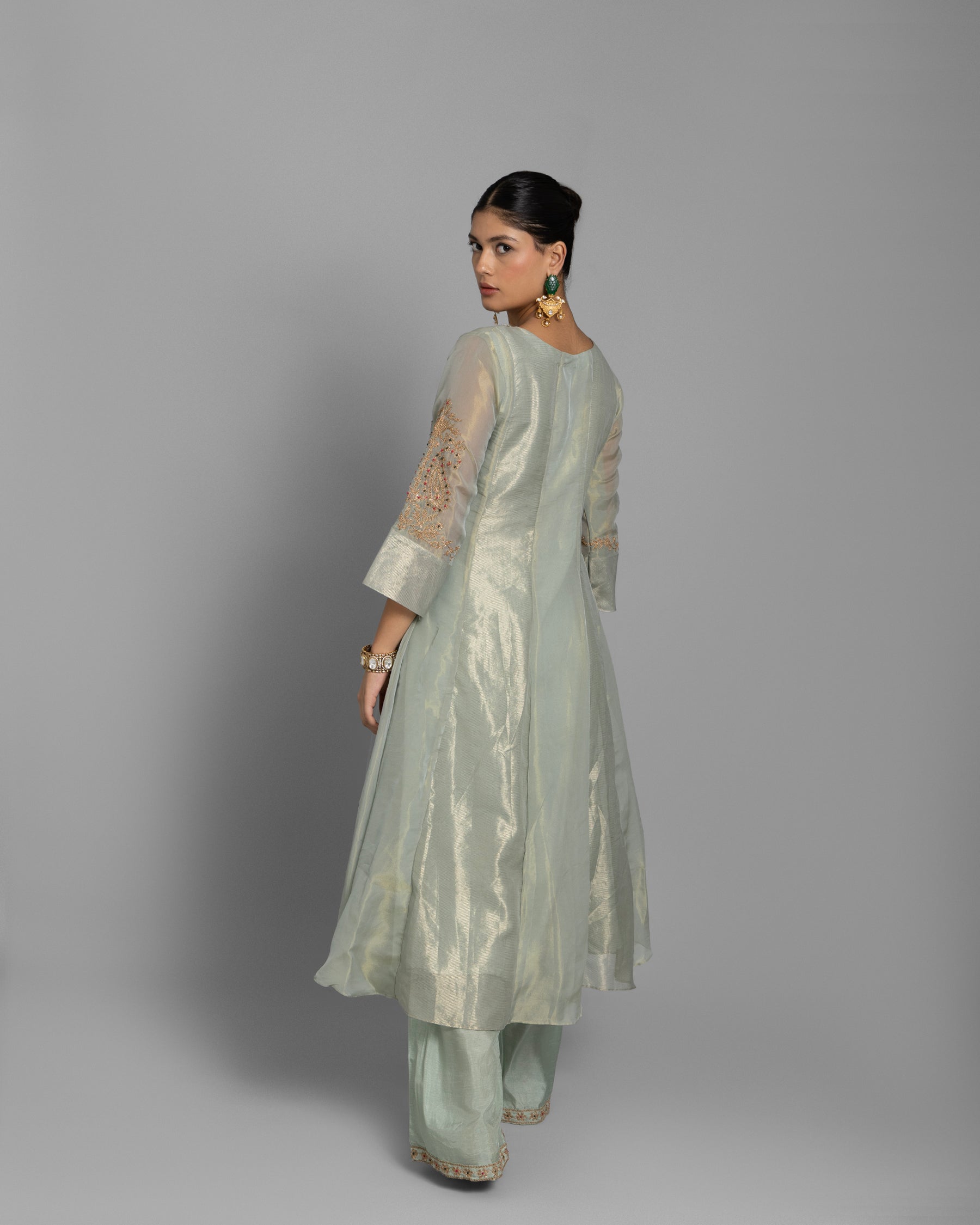 SANTORINI BLUE MARODI WORK ANARKALI SUIT SET