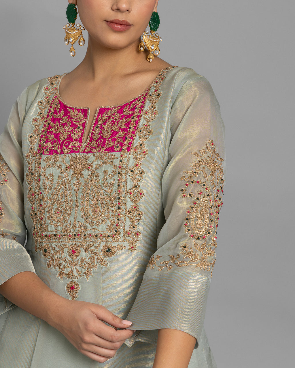 SOFT JADE MARODI WORK ANARKALI SUIT SET