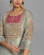 SOFT JADE MARODI WORK ANARKALI SUIT SET