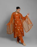 SAFFRON AARI WORK ANARKALI SUIT SET