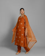 SAFFRON AARI WORK ANARKALI SUIT SET