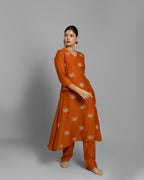 SAFFRON AARI WORK ANARKALI SUIT SET