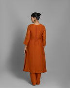 SAFFRON AARI WORK ANARKALI SUIT SET