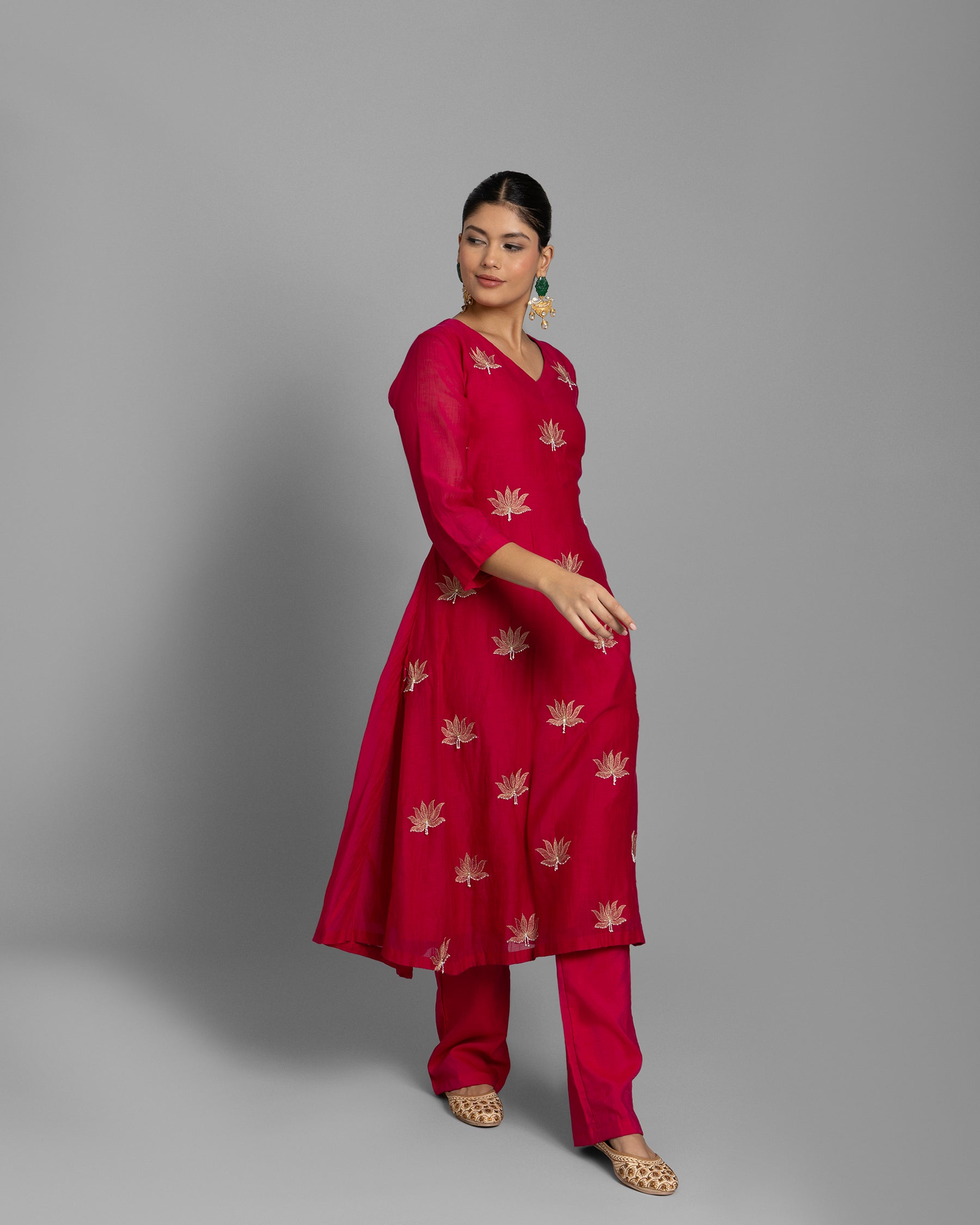 RANI PINK AARI WORK ANARKALI SUIT SET