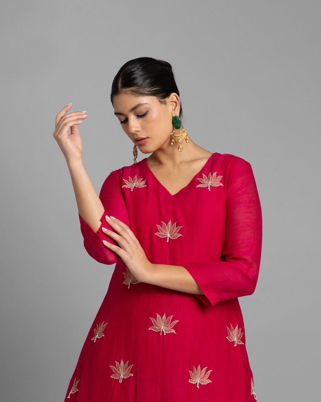 RANI PINK AARI WORK ANARKALI SUIT SET