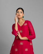 RANI PINK AARI WORK ANARKALI SUIT SET