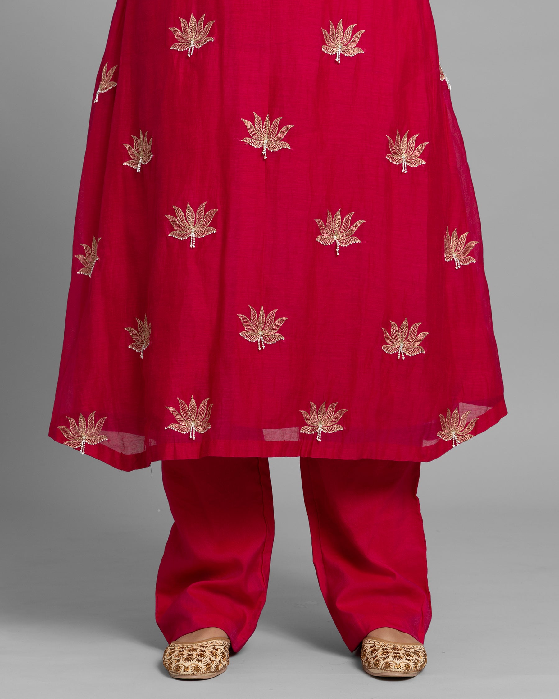 RANI PINK AARI WORK ANARKALI SUIT SET