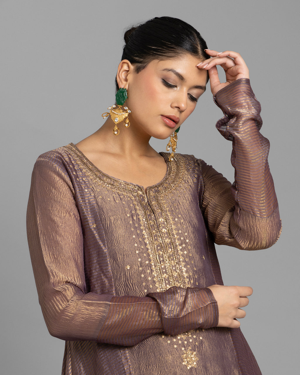 JAMUNI ORGANZA-CRUSHED TISSUE ANARKALI SET