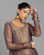 JAMUNI ORGANZA-CRUSHED TISSUE ANARKALI SET