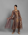 SIENNA BROWN ORGANZA-TISSUE ANARKALI SET