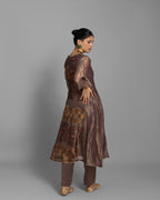 SIENNA BROWN ORGANZA-TISSUE ANARKALI SET