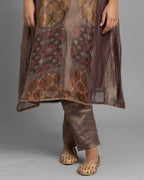 SIENNA BROWN ORGANZA-TISSUE ANARKALI SET