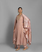 CRUSHED TISSUE ANARKALI WITH BANDHEJ DUPATTA