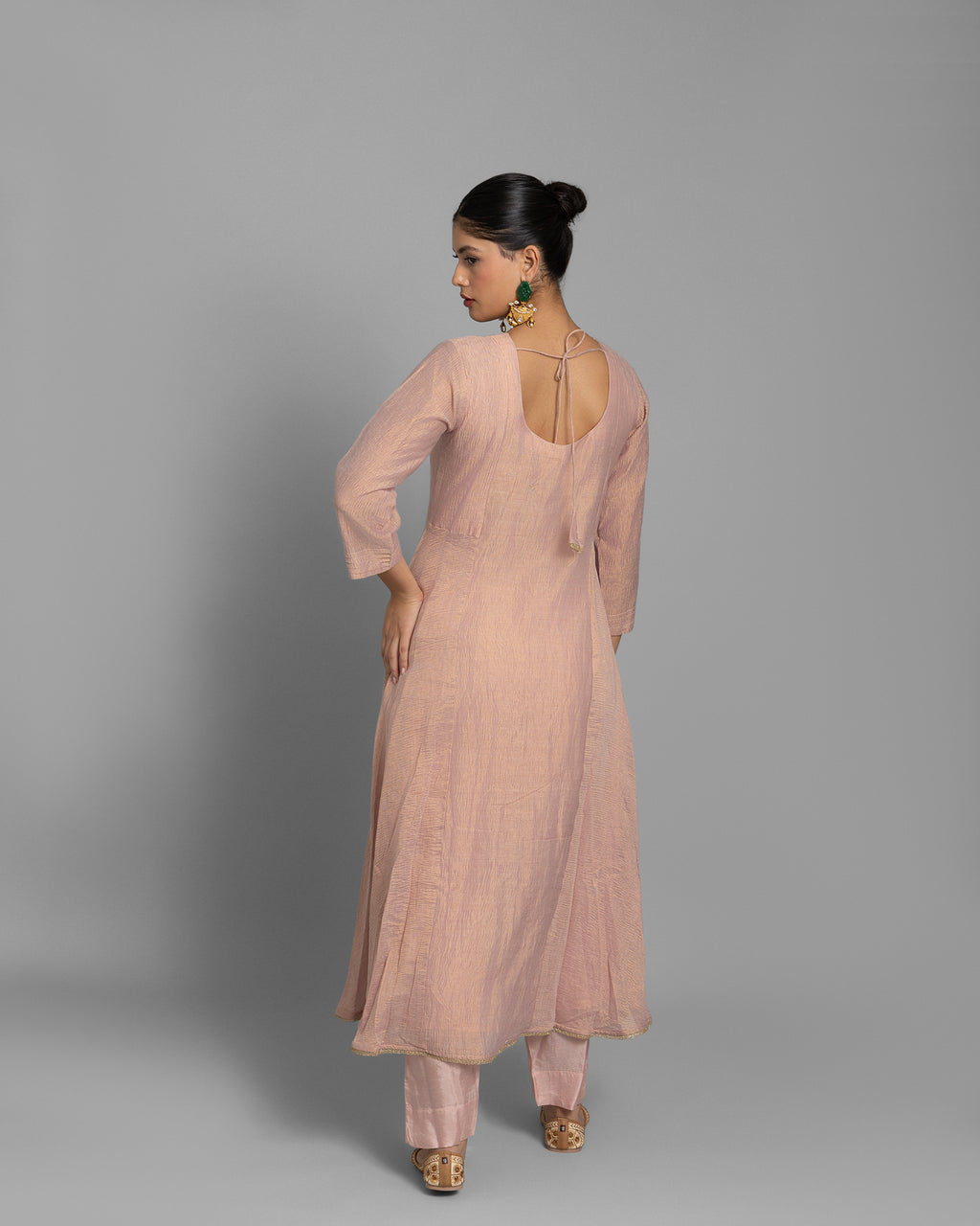 CRUSHED TISSUE ANARKALI WITH BANDHEJ DUPATTA