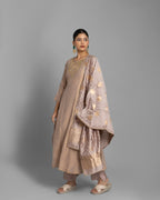 CRUSHED TISSUE ANARKALI WITH BANDHEJ DUPATTA