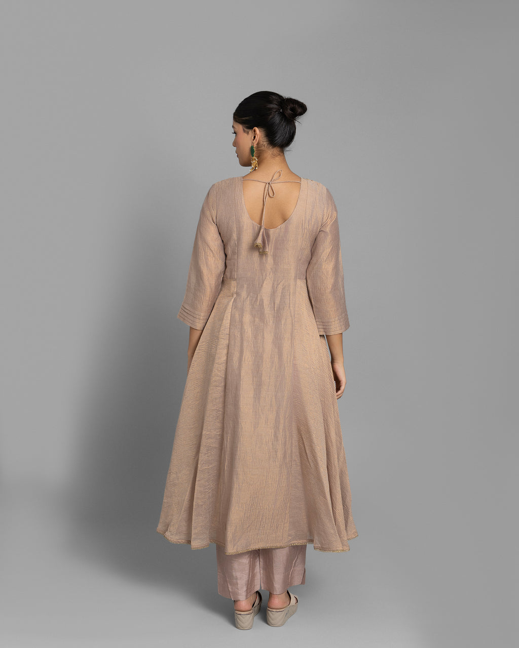 CRUSHED TISSUE ANARKALI WITH BANDHEJ DUPATTA