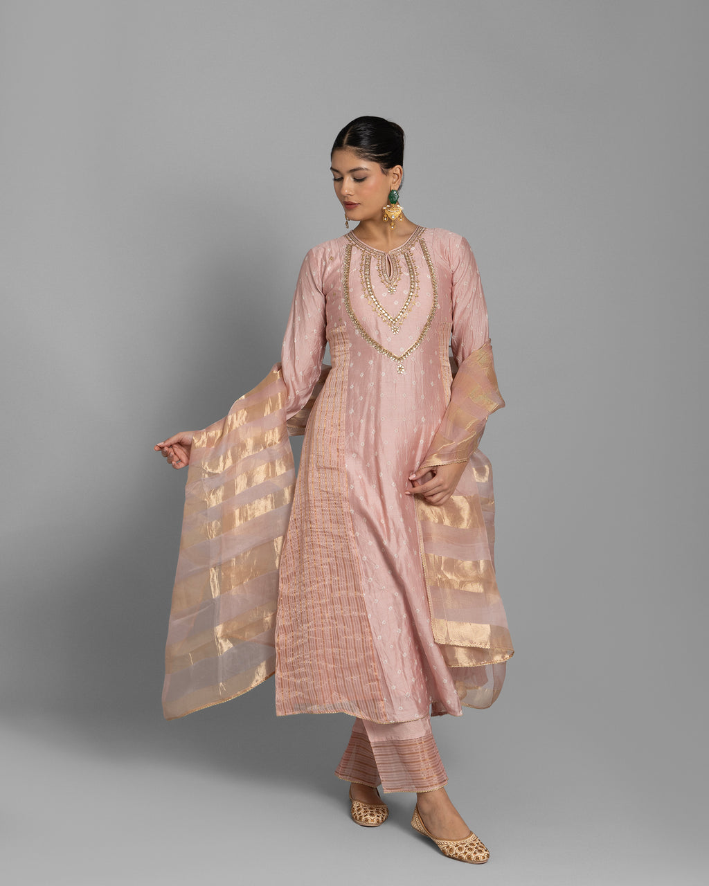BANDHEJ EMBROIDERED ANARKALI SUIT SET