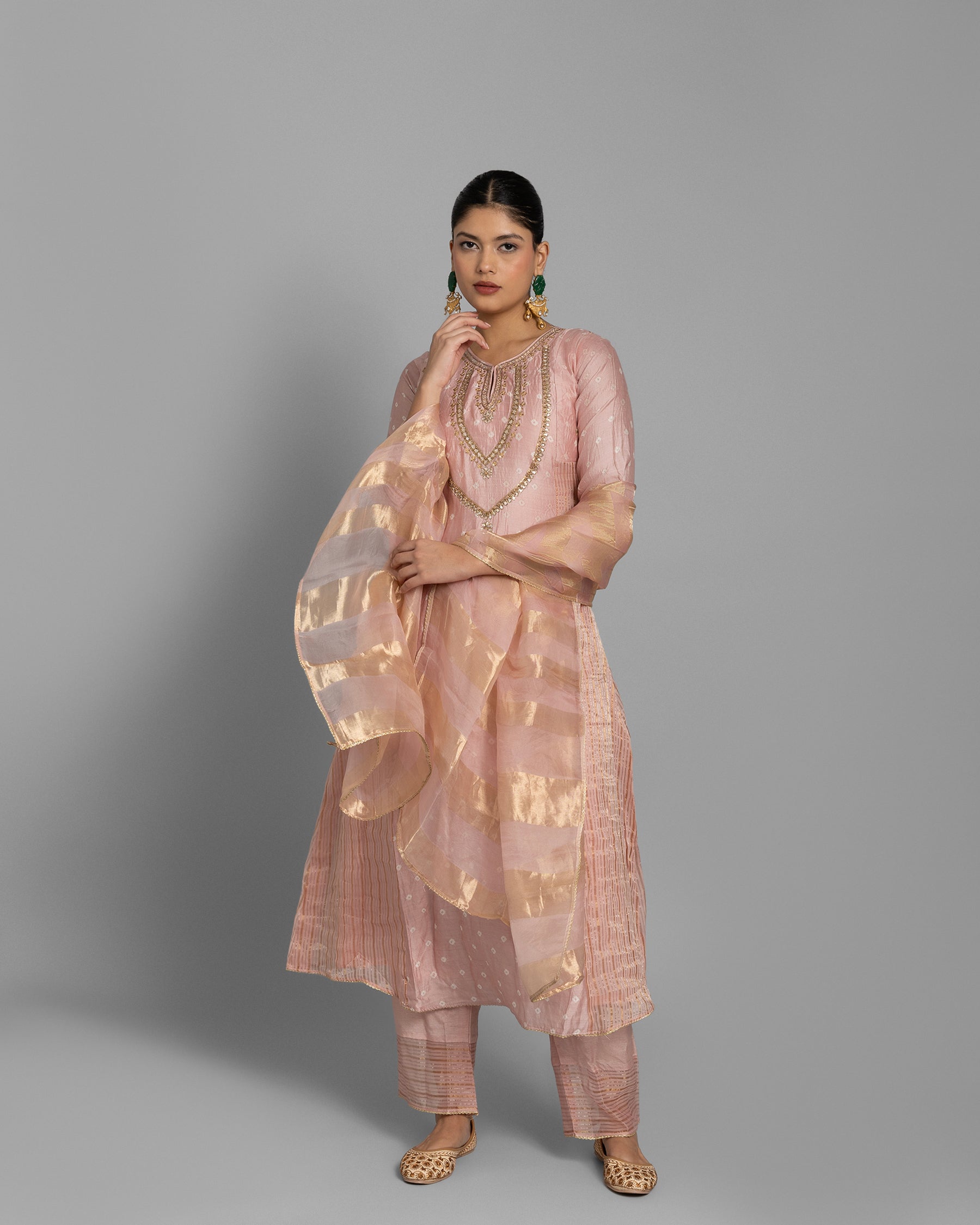 BANDHEJ EMBROIDERED ANARKALI SUIT SET