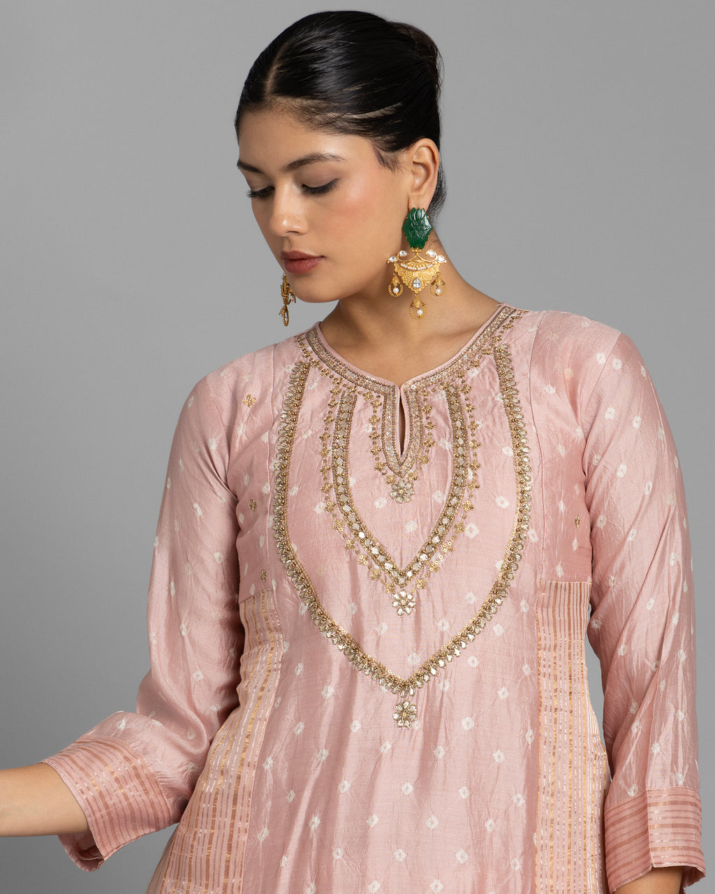 BANDHEJ EMBROIDERED ANARKALI SUIT SET