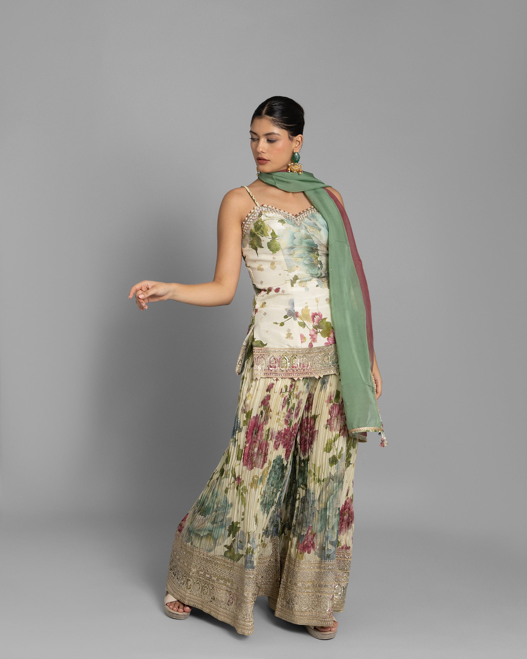 PRINTED PALAZZO SET WITH OMBRE DUPATTA