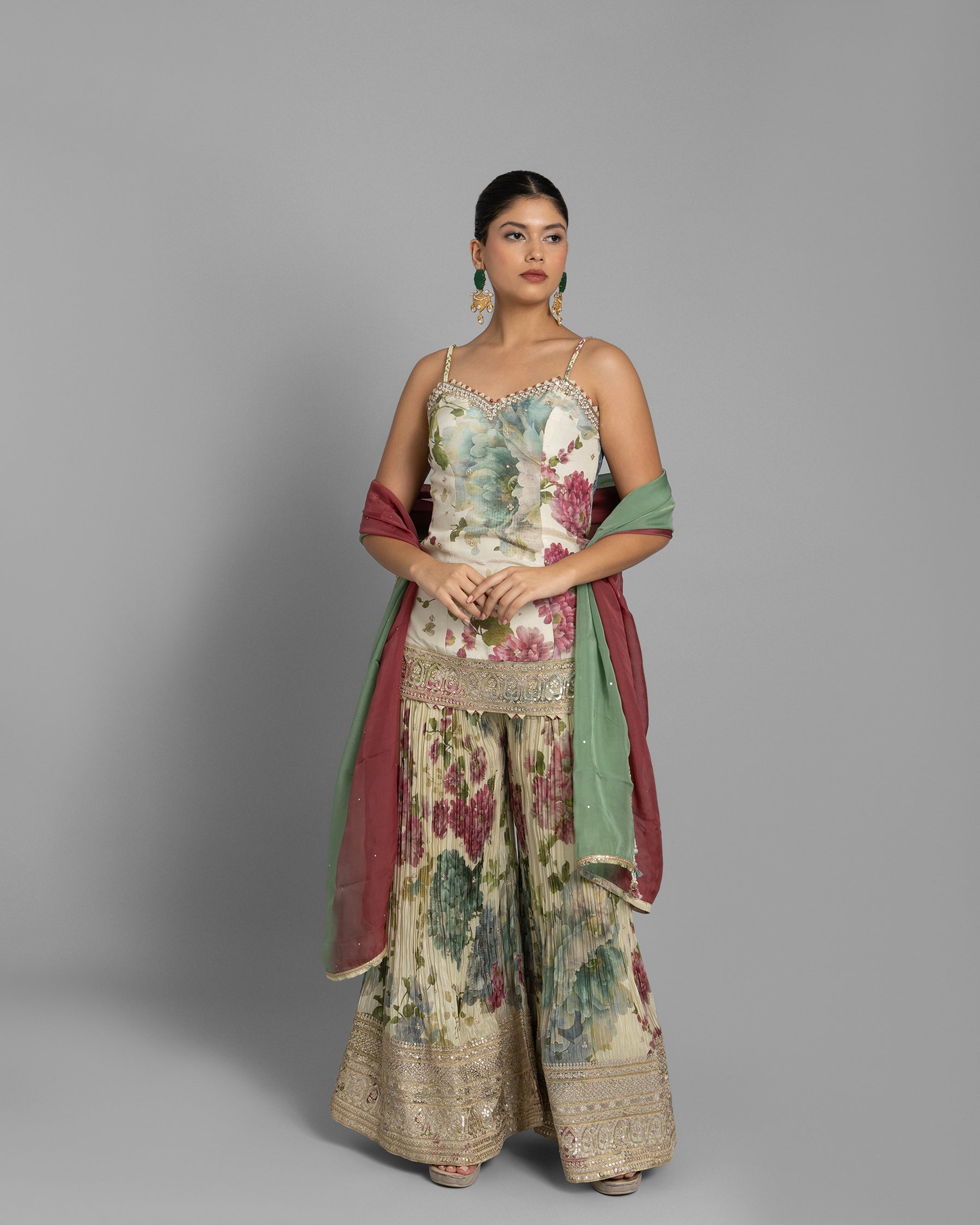 PRINTED PALAZZO SET WITH OMBRE DUPATTA