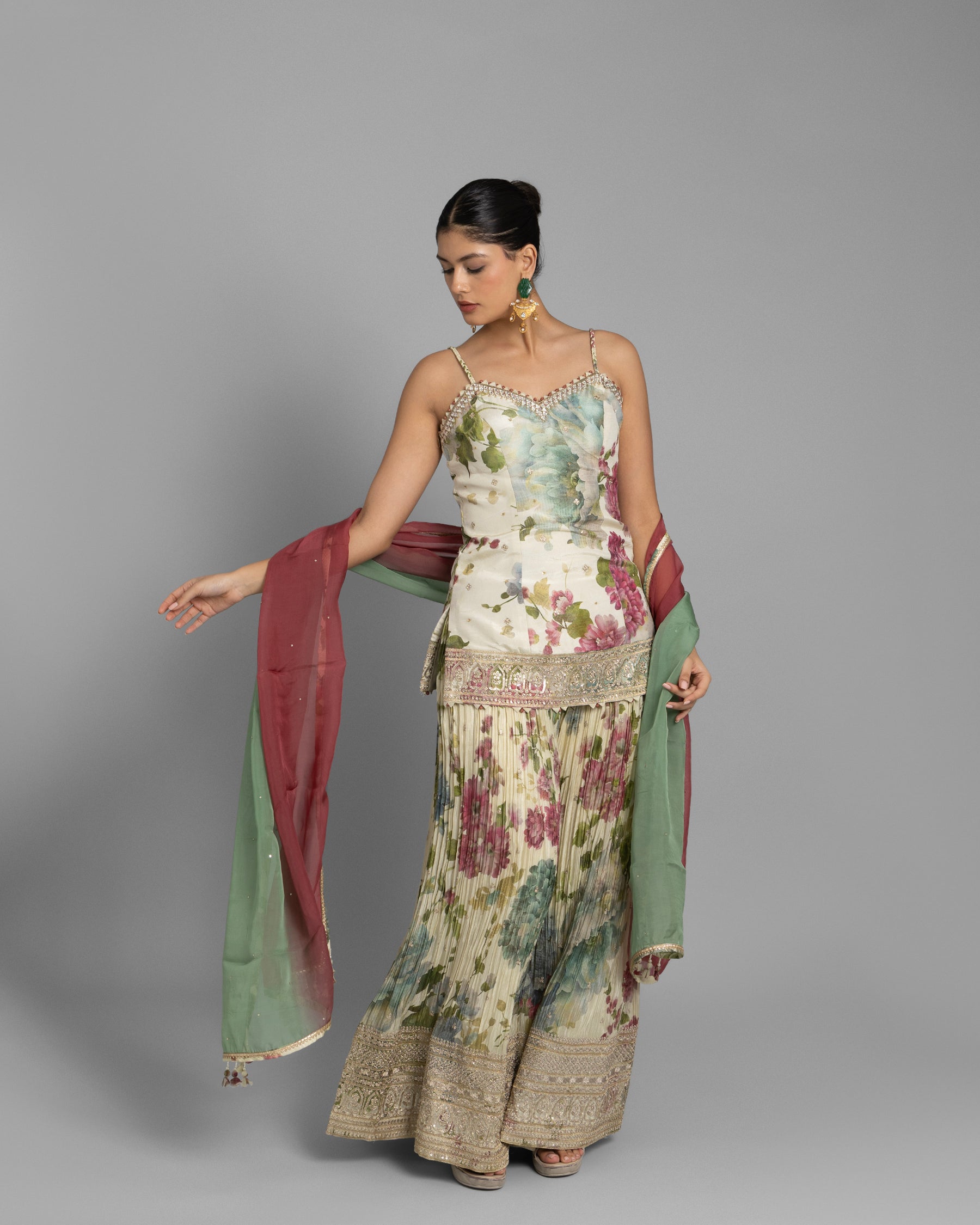 PRINTED PALAZZO SET WITH OMBRE DUPATTA
