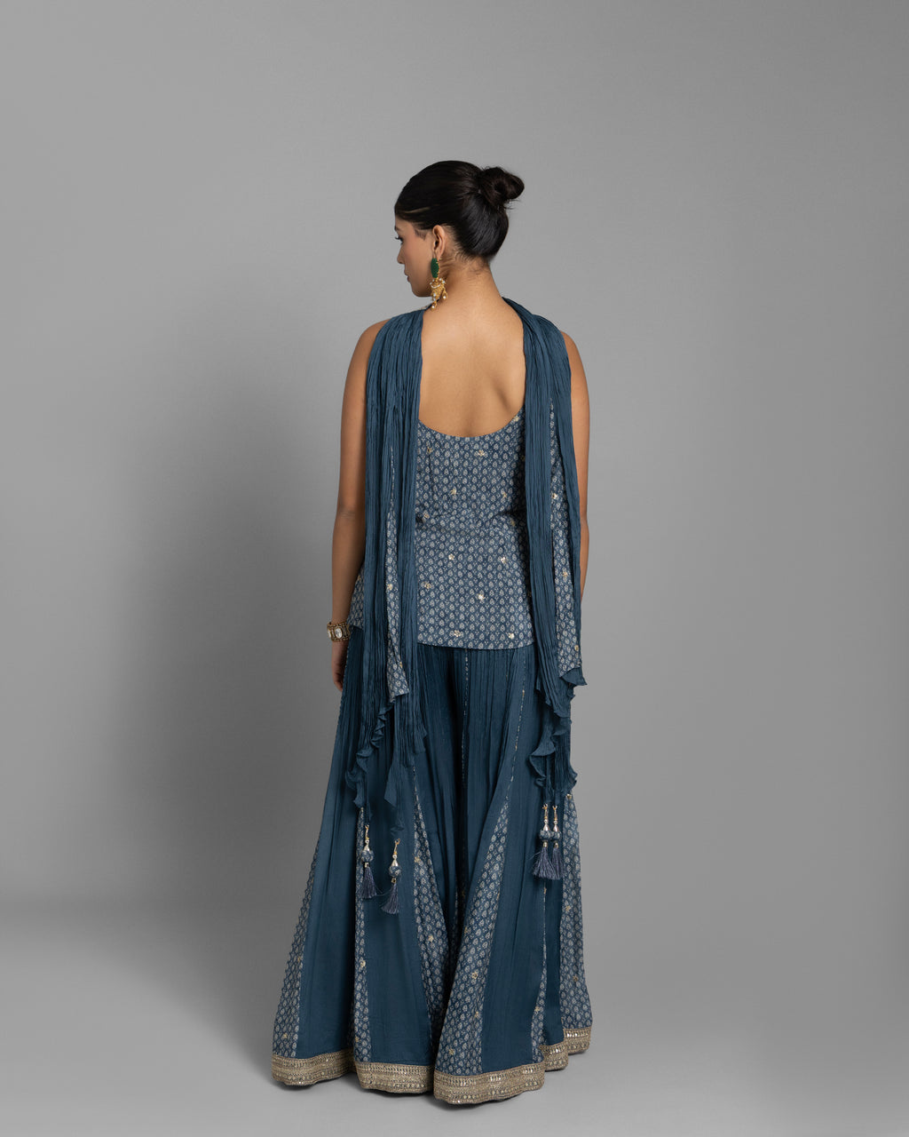 TRADITIONAL BLOCK PRINT PALAZZO SET WITH CHOKER DUPATTA