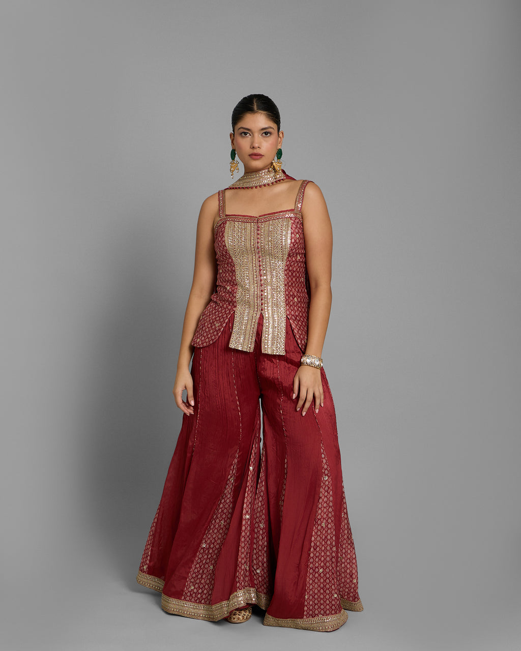 TRADITIONAL BLOCK PRINT PALAZZO SET WITH CHOKER DUPATTA