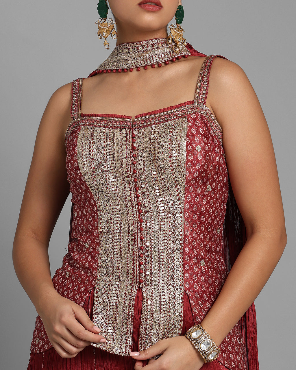 TRADITIONAL BLOCK PRINT PALAZZO SET WITH CHOKER DUPATTA