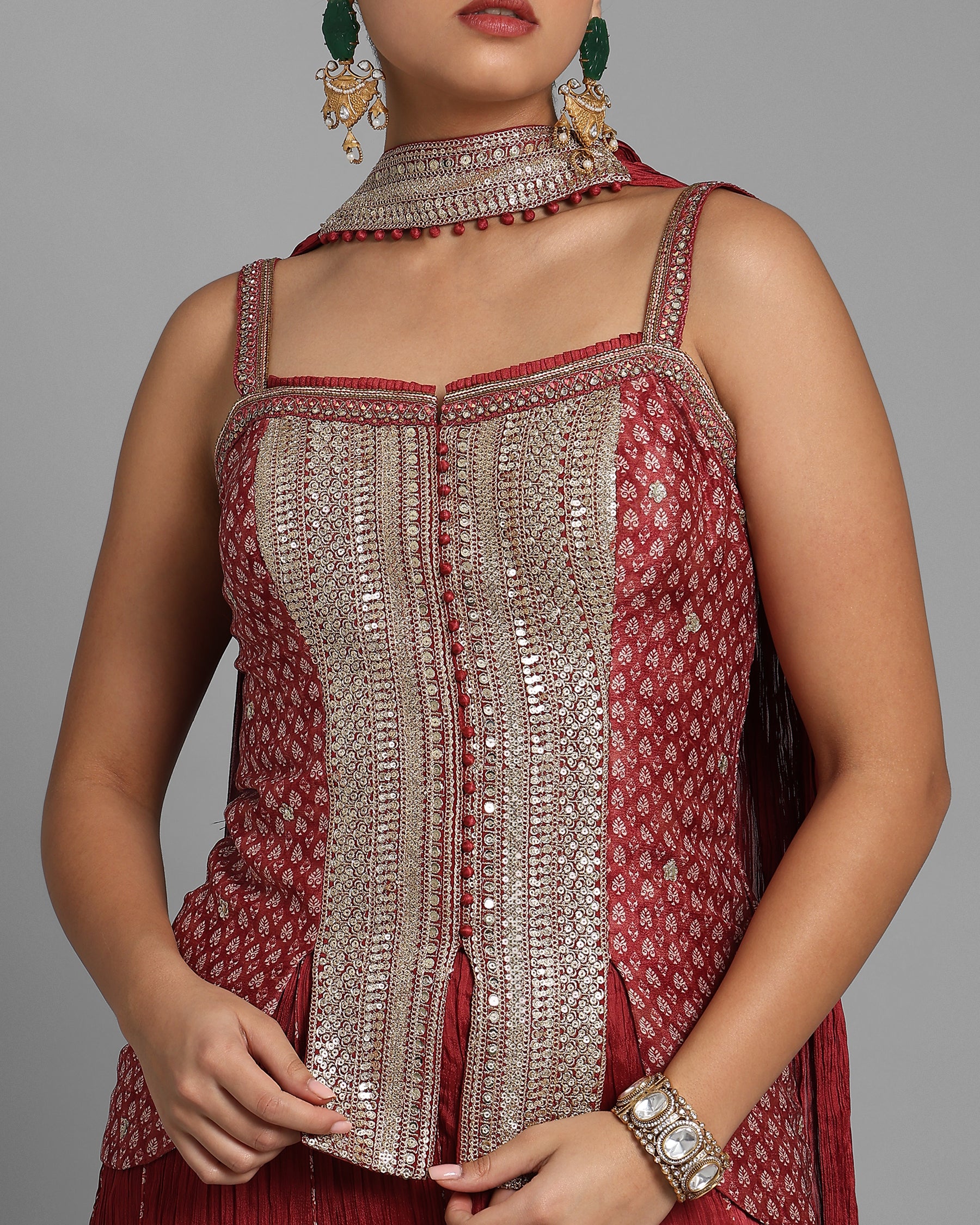 TRADITIONAL BLOCK PRINT PALAZZO SET WITH CHOKER DUPATTA