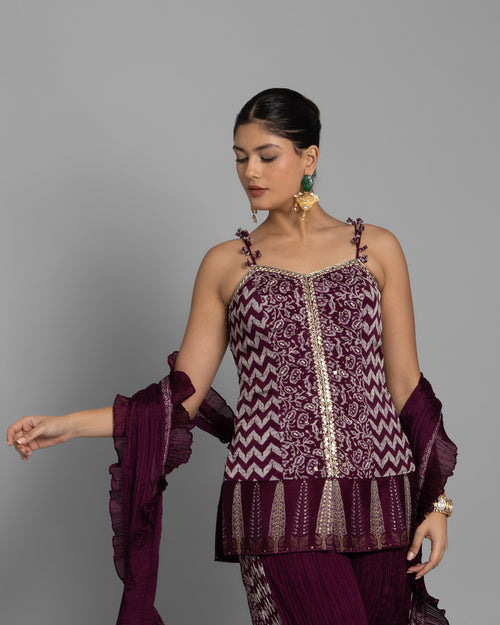 AJRAKH PALAZZO SET WITH RUFFLE DUPATTA