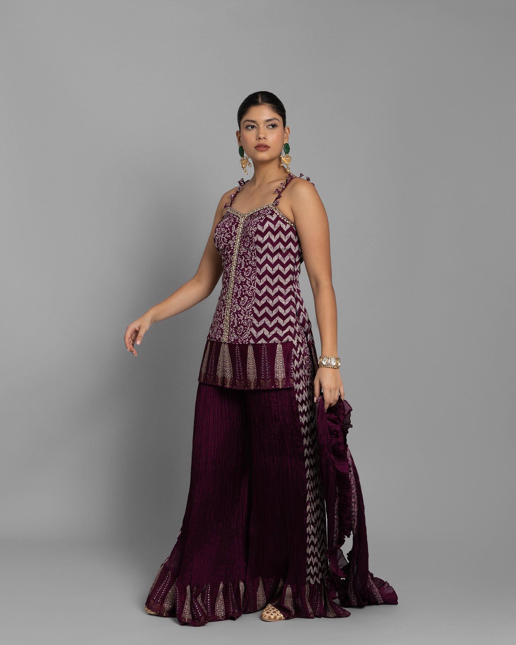 AJRAKH PALAZZO SET WITH RUFFLE DUPATTA