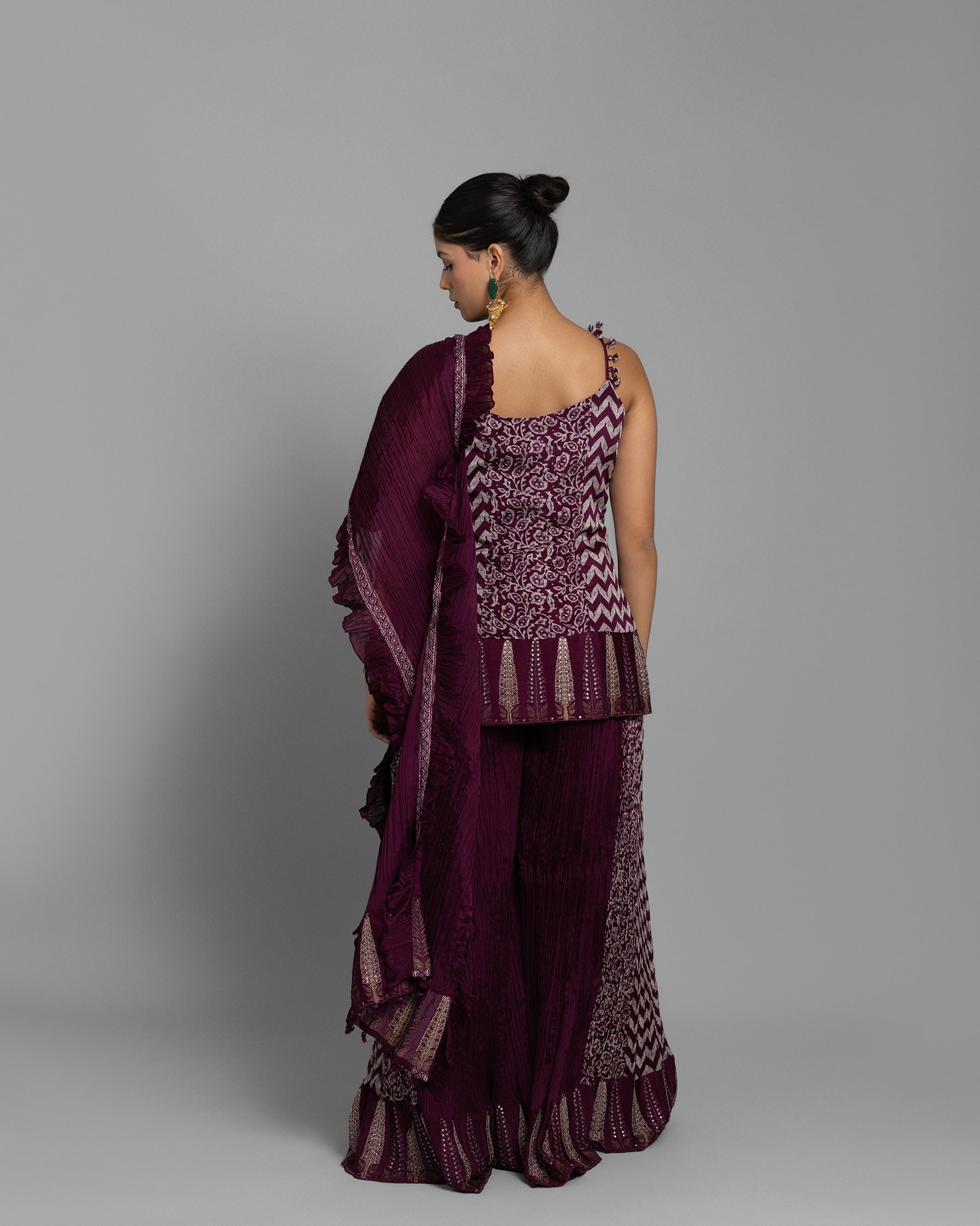 AJRAKH PALAZZO SET WITH RUFFLE DUPATTA