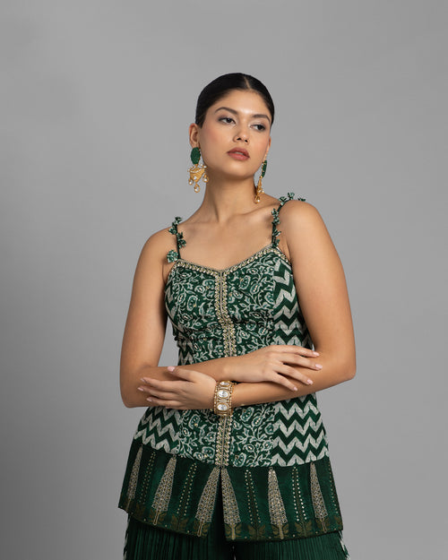 AJRAKH PALAZZO SET WITH RUFFLE DUPATTA