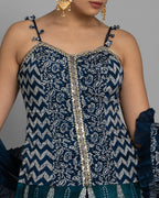 AJRAKH PALAZZO SET WITH RUFFLE DUPATTA