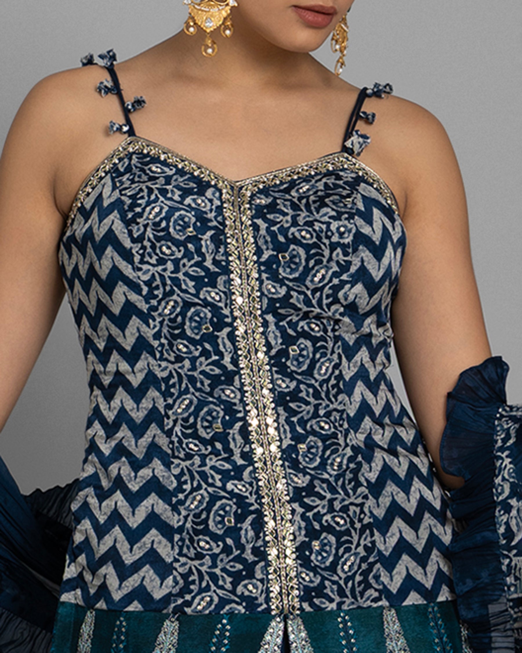 AJRAKH PALAZZO SET WITH RUFFLE DUPATTA