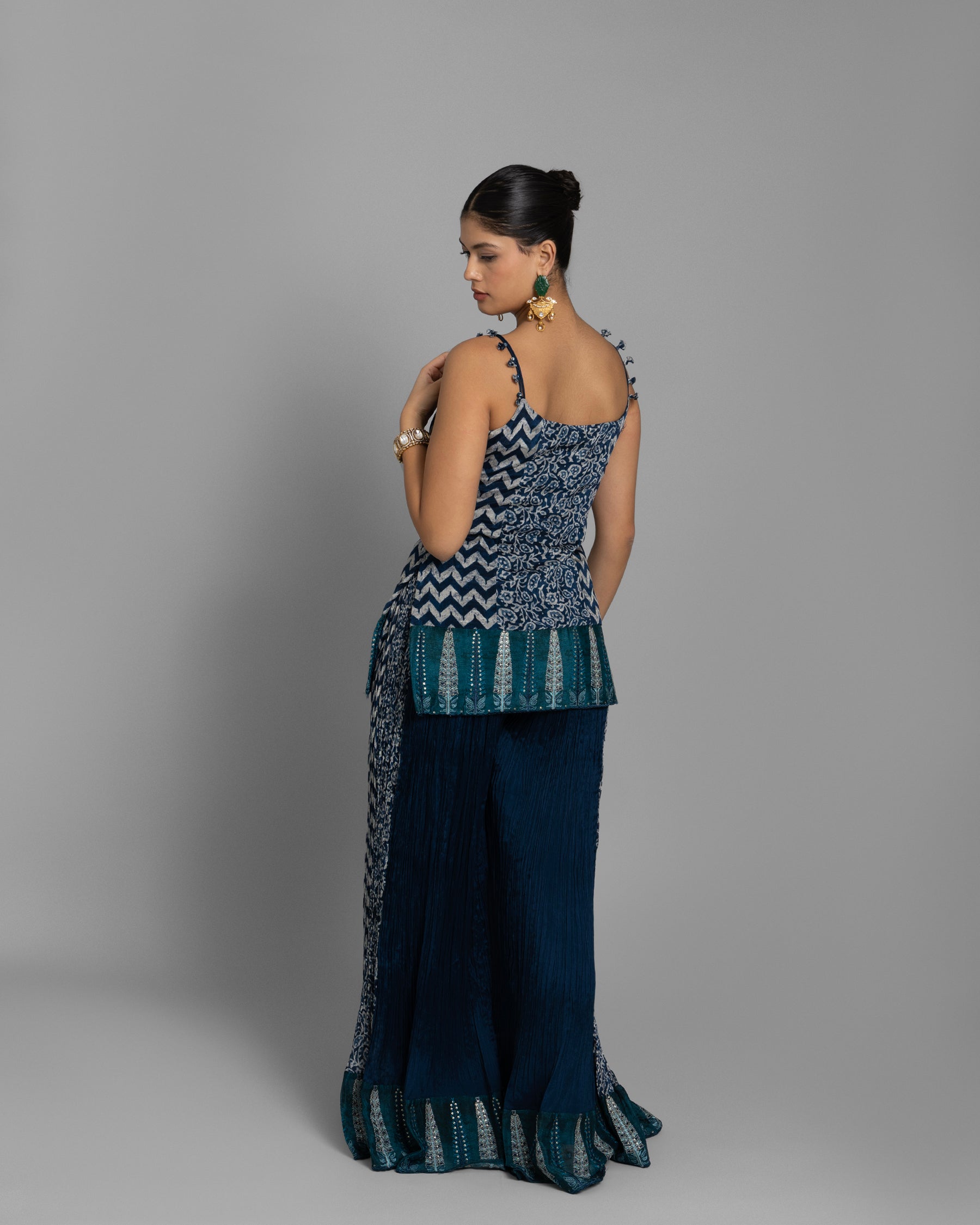 AJRAKH PALAZZO SET WITH RUFFLE DUPATTA