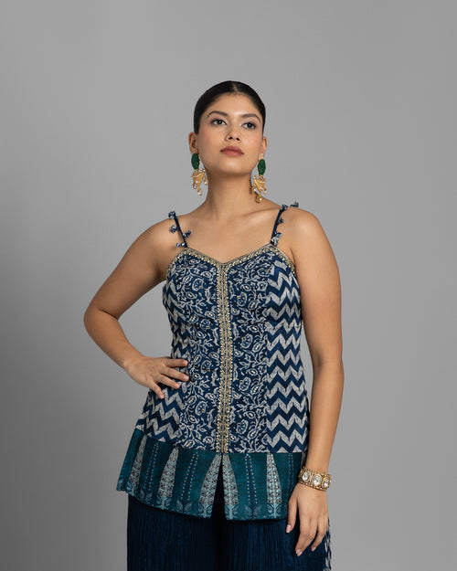 AJRAKH PALAZZO SET WITH RUFFLE DUPATTA