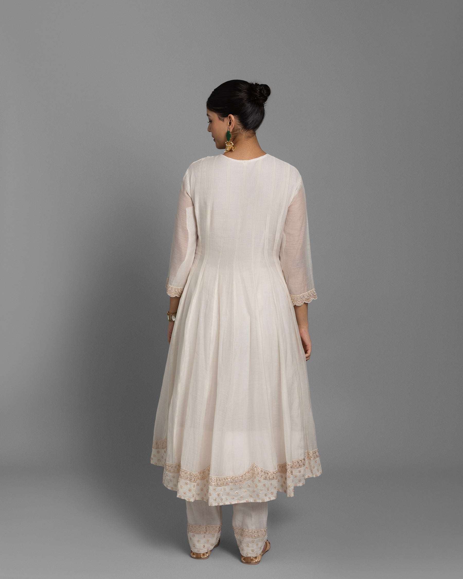 IVORY PITTA WORK MUL ANARKALI SET