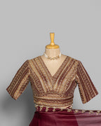 WINE ORGANZA SAREE WITH BANARASI WOVEN BLOUSE