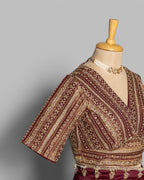 WINE ORGANZA SAREE WITH BANARASI WOVEN BLOUSE